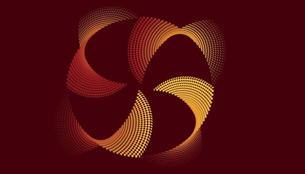 Abstract Red and Yellow Halftone Spiral Pattern vector
