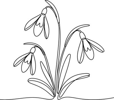 continuo línea dibujo de campanillas en blanco antecedentes vector