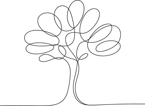 Single Line Drawing of a Stylized Tree With Continuous Line vector