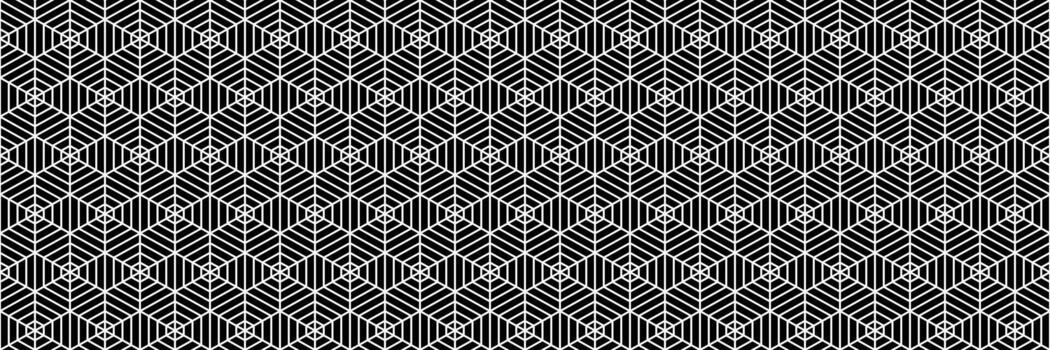 horizontal seamless black and white blended hexagon design for pattern and background vector