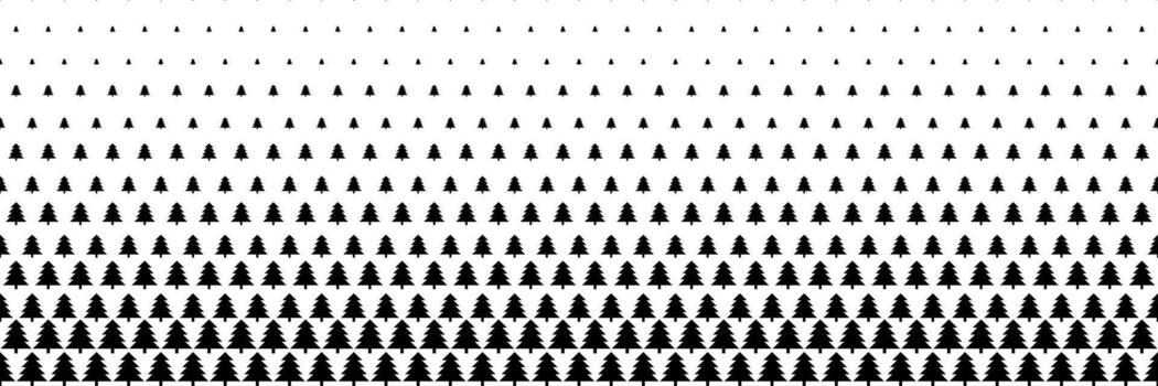 horizontal halftone of black christmas tree for pattern and background. vector