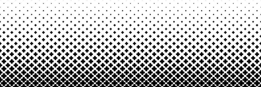 horizontal black halftone flowers design for pattern and background. vector