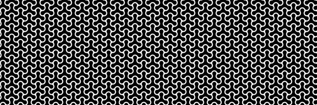 horizontal seamless black three ways circle pattern for design and background. vector