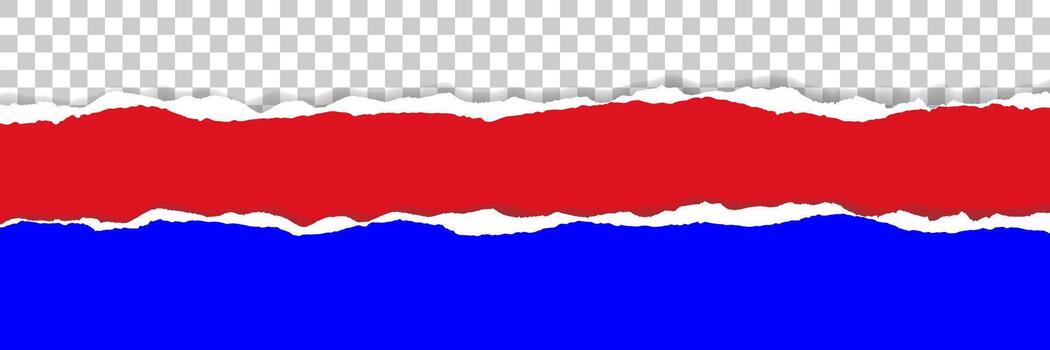 horizontal torn red and blue paper for pattern and design. vector