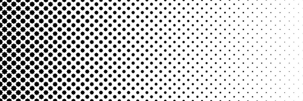 horizontal black halftone of octagon star design for pattern and background. vector
