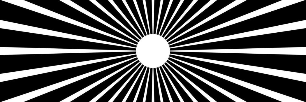 horizontal white sunburst on black design for pattern and background. vector