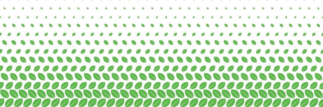 horizontal halftone of green leaves design for pattern and background. vector