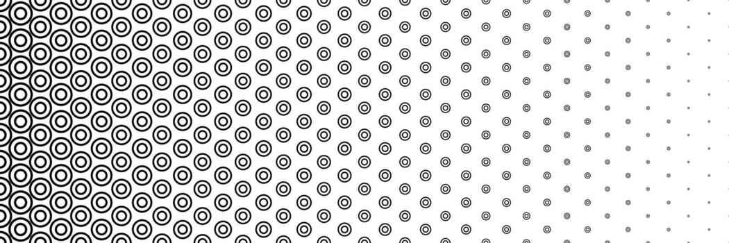horizontal halftone of black circle in circle design for pattern and background. vector