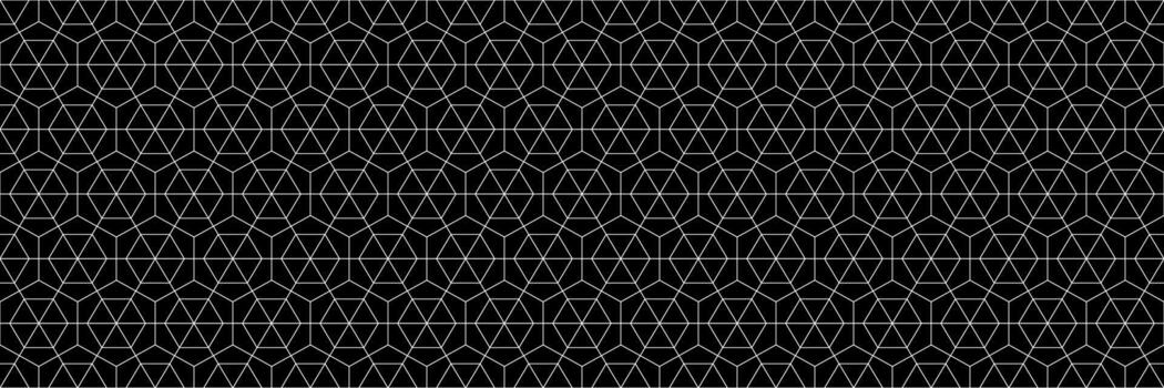 horizontal sin costura hexágono y triángulo blanco línea modelo en negro para diseño y antecedentes. vector