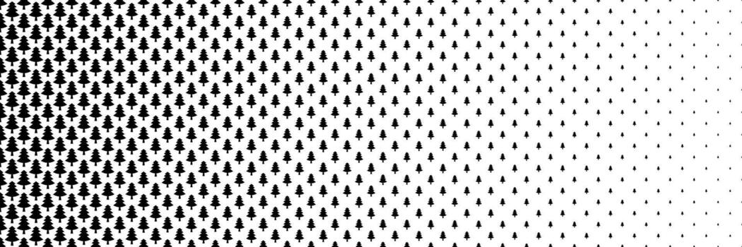 horizontal black halftone of christmas tree design for pattern and background. vector
