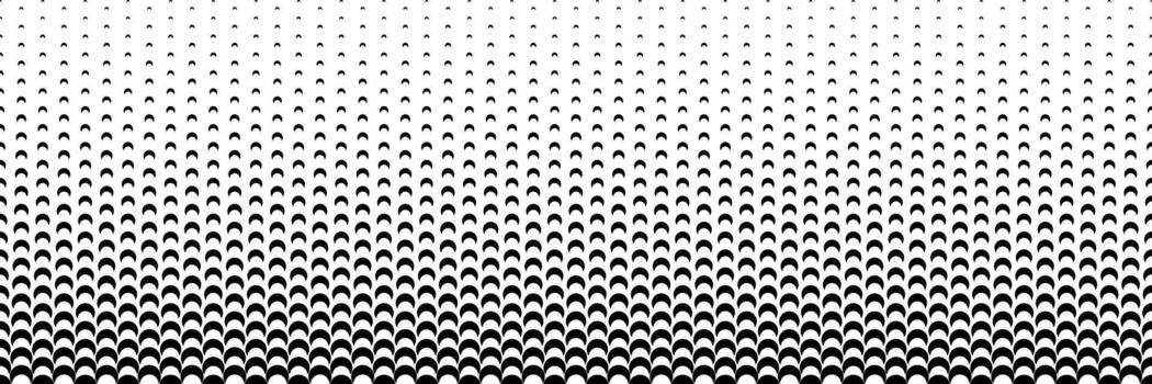 horizontal black halftone of crescent moon design for pattern and background. vector