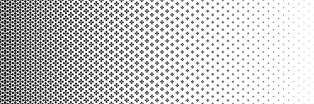 horizontal black halftone of cross and circle design for pattern and background. vector