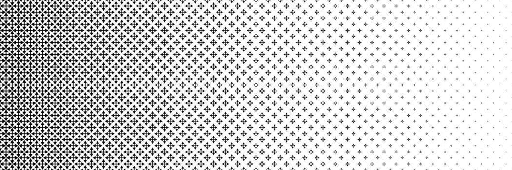 horizontal black halftone of cross and triangle design for pattern and background. vector