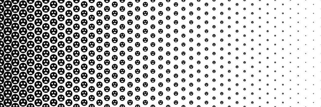 horizontal black halftone of unhappy and unsatisfied face design for pattern and background. vector