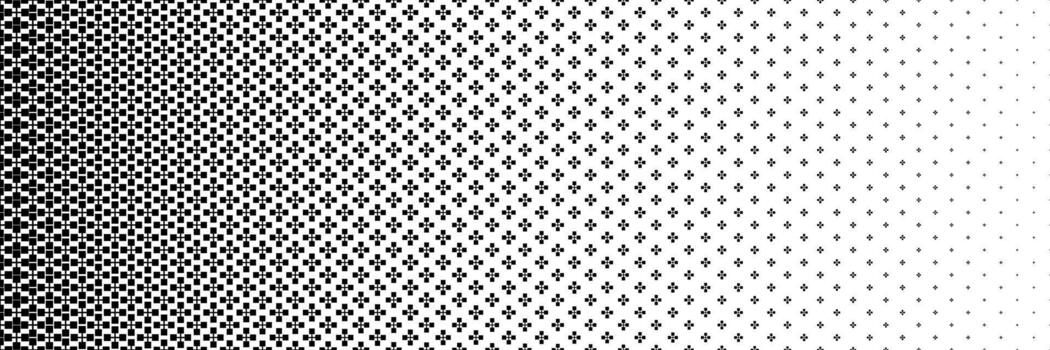 horizontal black halftone of cross and square design for pattern and background. vector