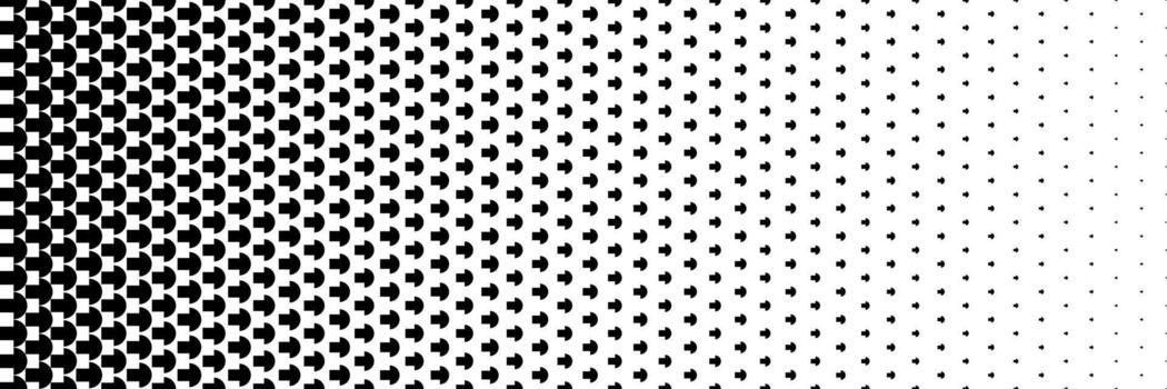 horizontal black halftone of square and semicircle design for pattern and background. vector