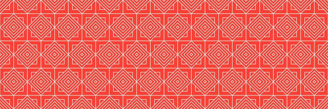 horizontal seamless of peach outline blended square pattern on red for design and background. vector