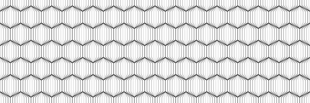 horizontal seamless black line hexagon pattern on white for design and background. vector