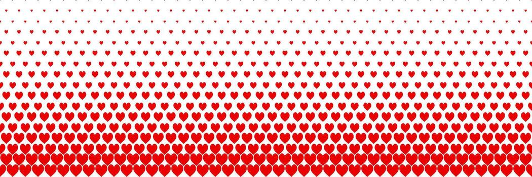 horizontal red halftone of hearts icon of playing card design for pattern and background. vector