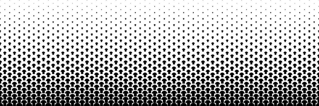 horizontal black halftone of square and semicircle design like mushroom for pattern and background. vector