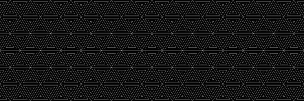 horizontal seamless blended white triangle and hexagon pattern on black for design and background. vector