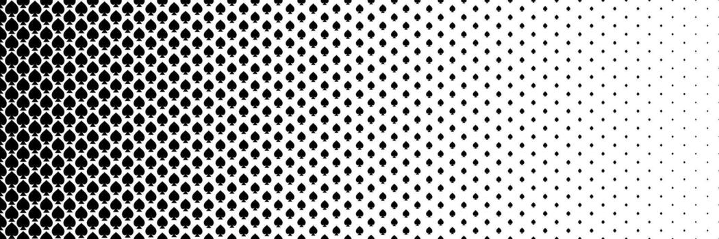 horizontal black halftone of spades icon of playing card design for pattern and background. vector