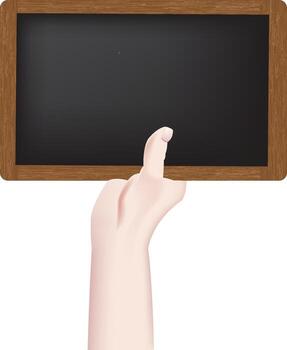 Hand pointing on empty blackboard surface for message vector