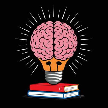 Intelligence Lamp with Brain and Books Idea Concept vector