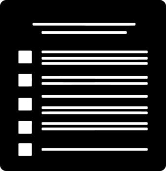 Minimalist Checklist Icon with Bullet Points on Black Background vector