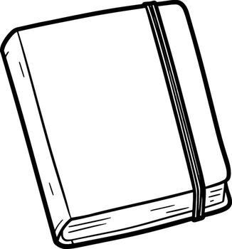 Black and White Sketch of a Closed Notebook with Elastic Band vector