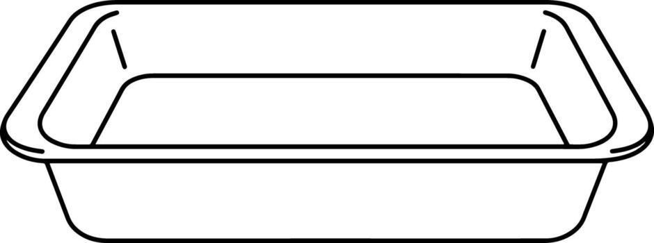 Simple black and white outline of a rectangular baking tray vector