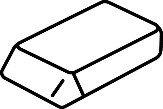 Minimalist black and white outline of a rectangular eraser vector