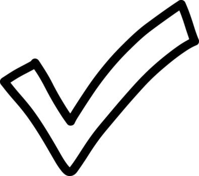 Bold black check mark icon in simple hand-drawn style vector