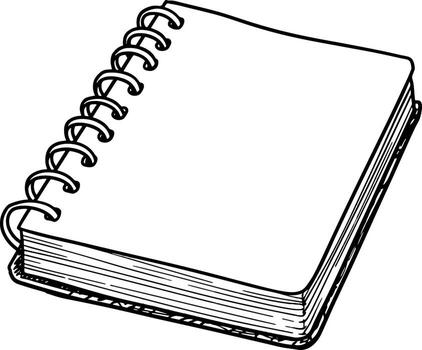 Hand-drawn spiral notebook sketch with blank pages vector