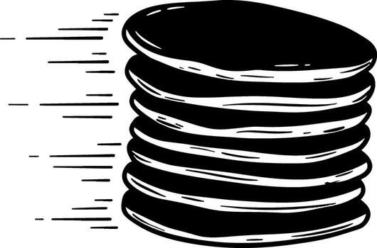 Stack of pancakes in motion with speed lines illustration vector