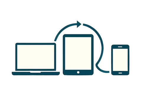 Device synchronization across laptop, tablet, and smartphone vector