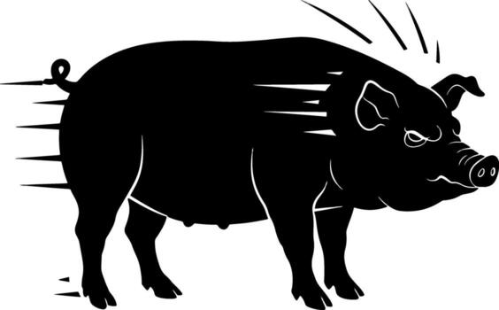 Silhouette of a Stylized Pig with Dynamic Lines vector