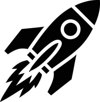 Black icon of a rocket launching spaceship space vector