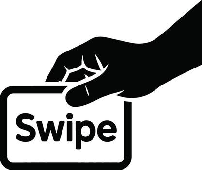 Hand Swiping Card with Text swipe word vector
