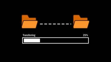 Graphic representation of a file transfer with progress indication video