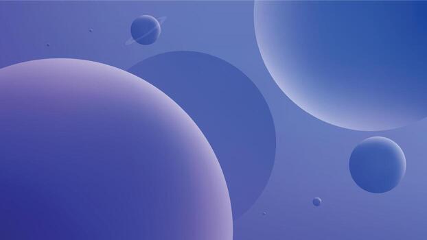 Abstract gradient planets floating in futuristic blue space vector