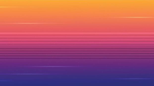 Minimal retro sunset gradient with glowing horizontal stripes vector