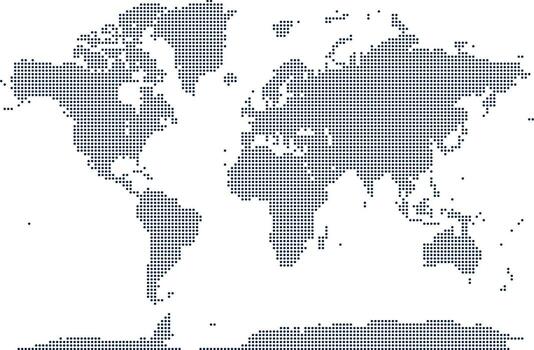 Polygon shape dotted world map. Earth map design in a polygon dot format representing continents. Useful for digital cartography and infographic design representing the world. vector