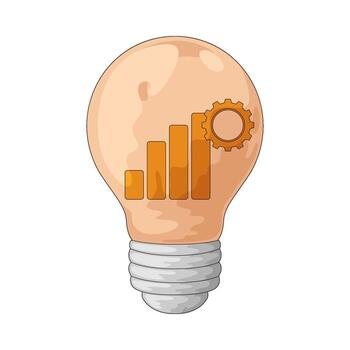 Light Bulb with Bar Graph and Gear vector