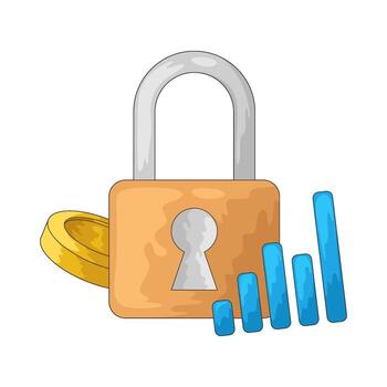 Digital Security with Padlock and Graph vector
