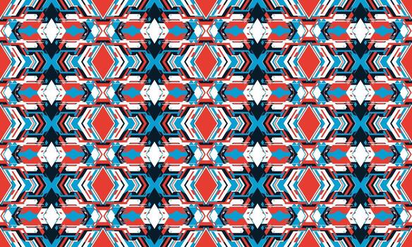 A red, white and blue pattern with a geometric design vector
