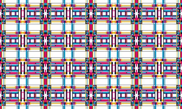 A colorful plaid pattern with squares and rectangles vector