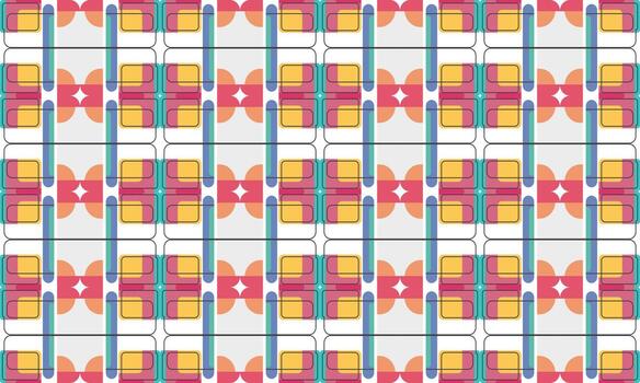 Contemporary Geometric Background with Repeating Flat Shapes and Lines vector