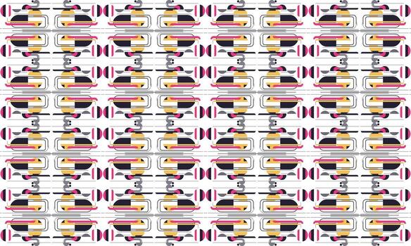 A pattern with a lot of different shapes and colors vector