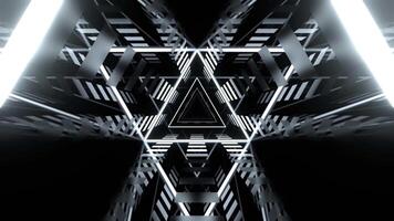 vit neon abstrakt triangel cyber tunnel bakgrund vj slinga i 4k video
